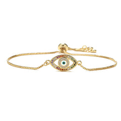 Mixed Color Zircon Geometric Eye Charm Bracelet