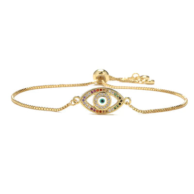 Mixed Color Zircon Geometric Eye Charm Bracelet