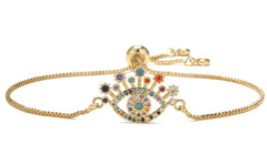 Mixed Color Zircon Geometric Eye Charm Bracelet