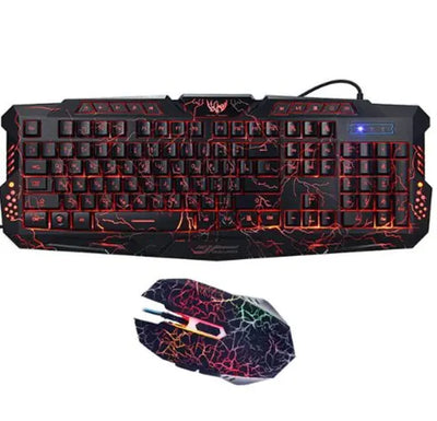 M200 Crackle Design RGB Gaming Keyboard and Mouse Set