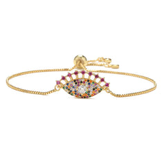 Mixed Color Zircon Geometric Eye Charm Bracelet