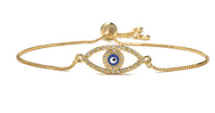 Mixed Color Zircon Geometric Eye Charm Bracelet