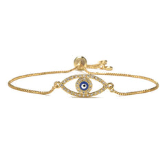 Mixed Color Zircon Geometric Eye Charm Bracelet