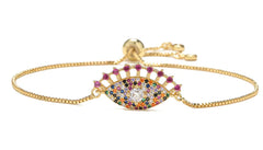Mixed Color Zircon Geometric Eye Charm Bracelet